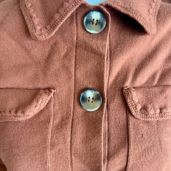 Stylish Cropped Button-Up Sweater \ Cardigan Burnt Orange | Rust M - Picture 7 of 10